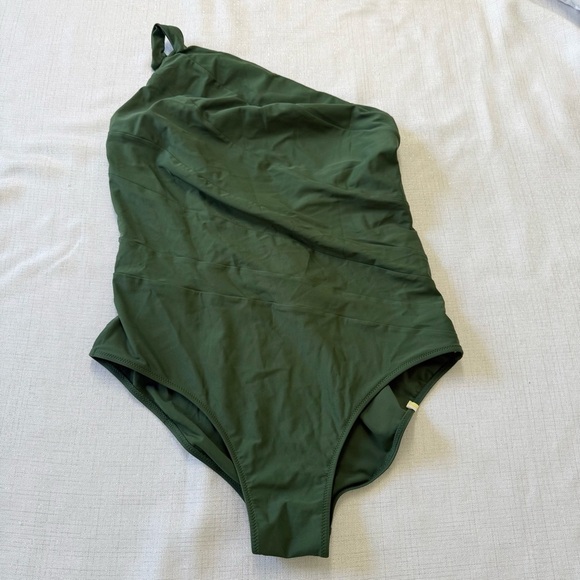 SUMMERSALT Dark Olive Green The Sidestroke One Piece Swimsuit Size 16 Beach - Picture 4 of 9